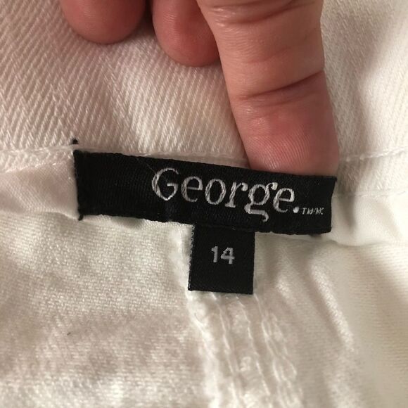 George size 14 white pull-On denim capri - Picture 5 of 6